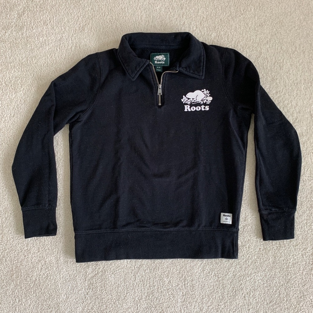 Roots Original 1/4 Zip Polo Sweatshirt - Black